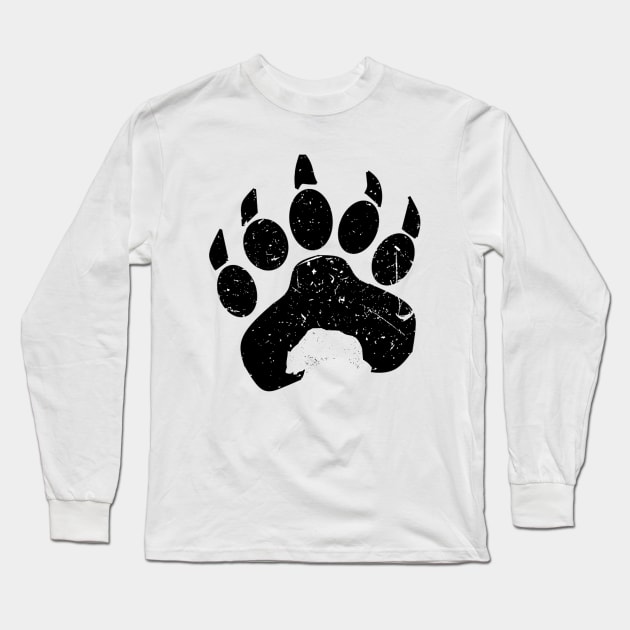 Bear Paw Silhouette [Black Design] Long Sleeve T-Shirt by The Bear Paw 